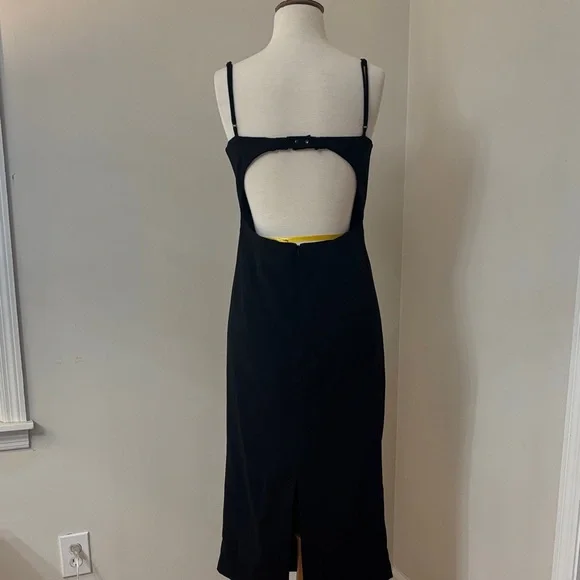 BARDOT Vienna Black Spaghetti Strap Cutout Midi Dress - Picture 5 of 9